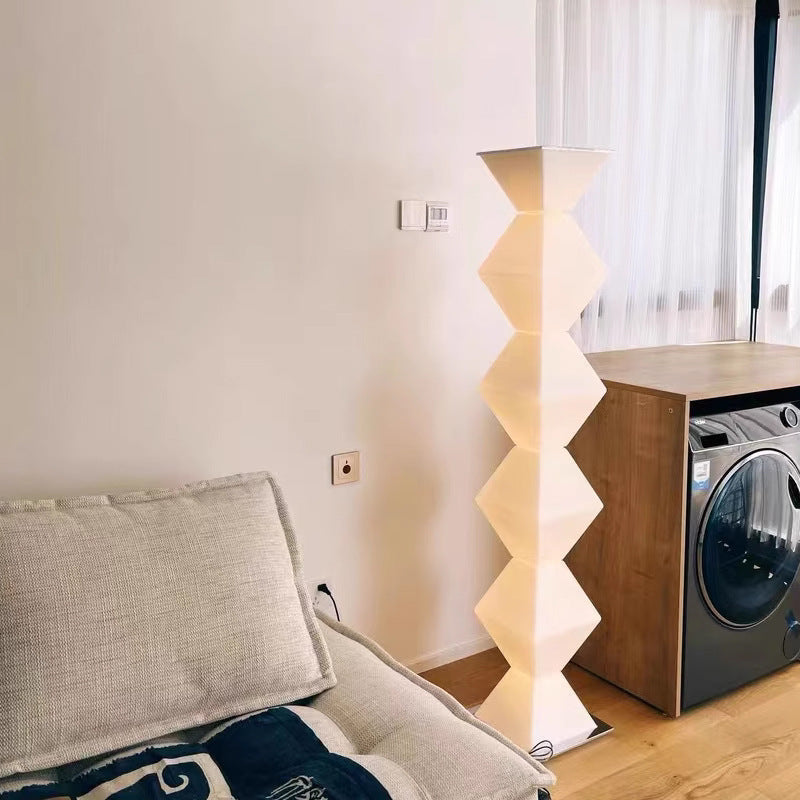 Contemporary Creative Geometry Iron Stainless Steel Plastic Glass LED Standing Floor Lamp For Living Room