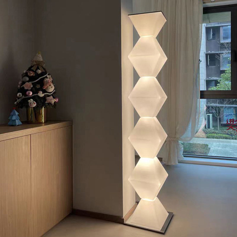 Contemporary Creative Geometry Iron Stainless Steel Plastic Glass LED Standing Floor Lamp For Living Room