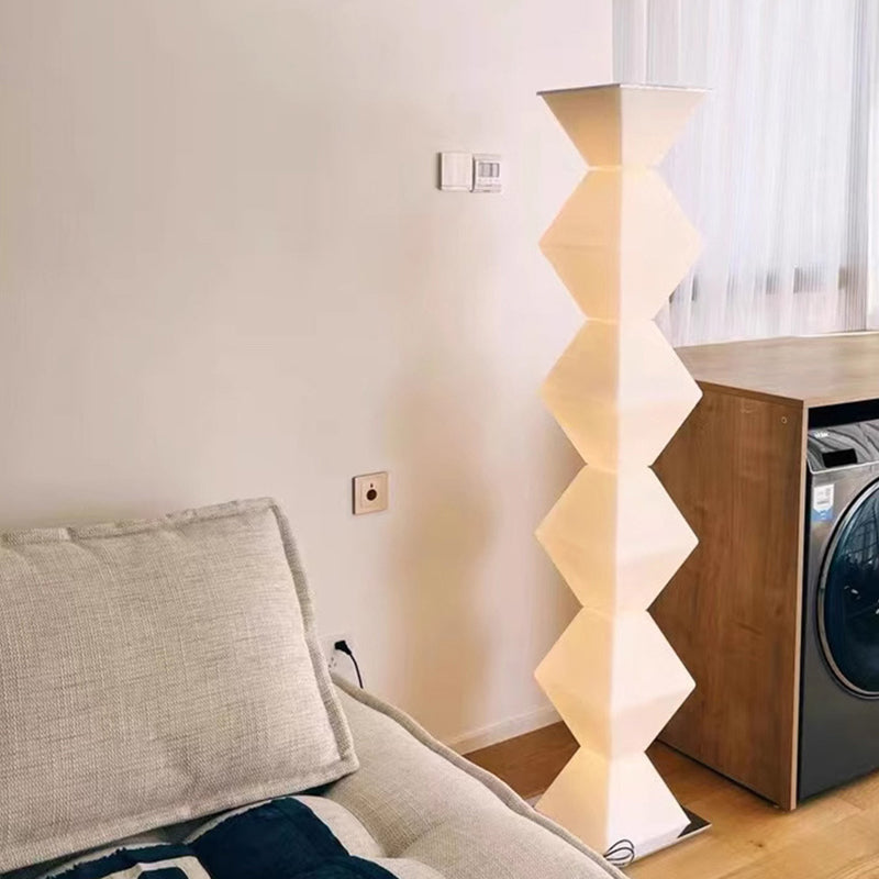 Contemporary Creative Geometry Iron Stainless Steel Plastic Glass LED Standing Floor Lamp For Living Room