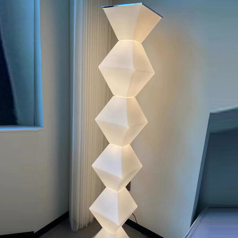 Contemporary Creative Geometry Iron Stainless Steel Plastic Glass LED Standing Floor Lamp For Living Room