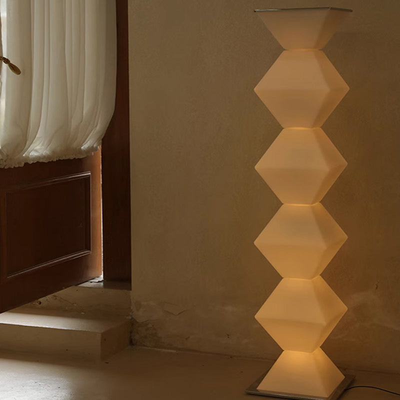 Contemporary Creative Geometry Iron Stainless Steel Plastic Glass LED Standing Floor Lamp For Living Room