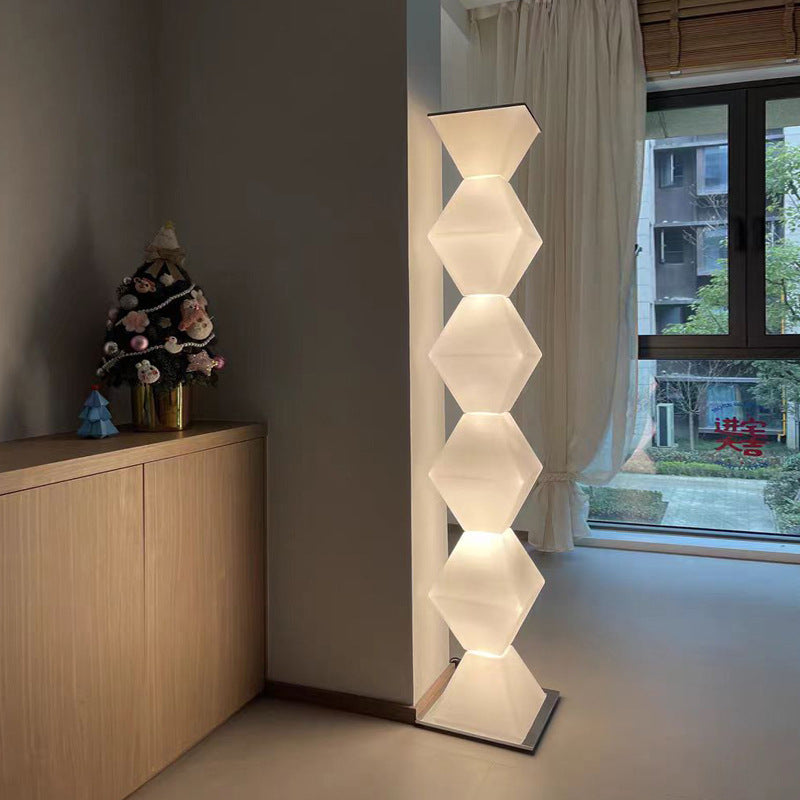 Contemporary Creative Geometry Iron Stainless Steel Plastic Glass LED Standing Floor Lamp For Living Room