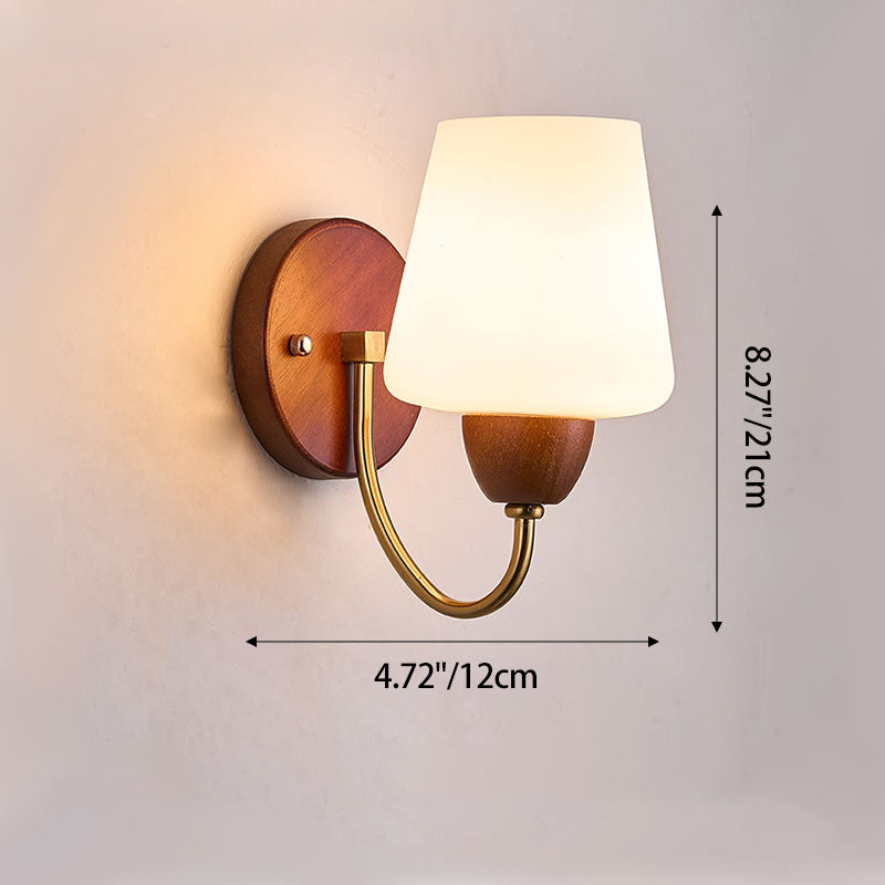 Traditional Vintage Vase Solid Wood Iron Glass 1-Light Wall Sconce Lamp For Bedroom