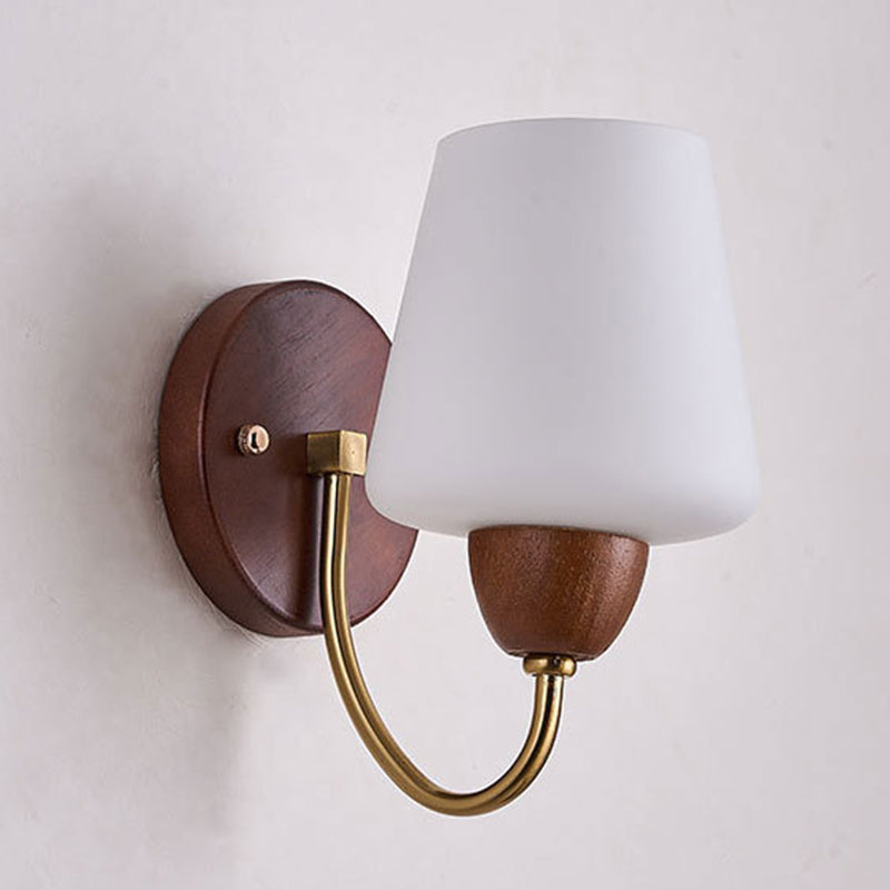 Traditional Vintage Vase Solid Wood Iron Glass 1-Light Wall Sconce Lamp For Bedroom