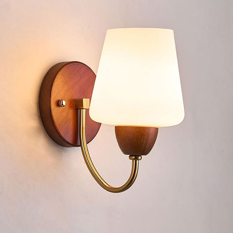 Traditional Vintage Vase Solid Wood Iron Glass 1-Light Wall Sconce Lamp For Bedroom