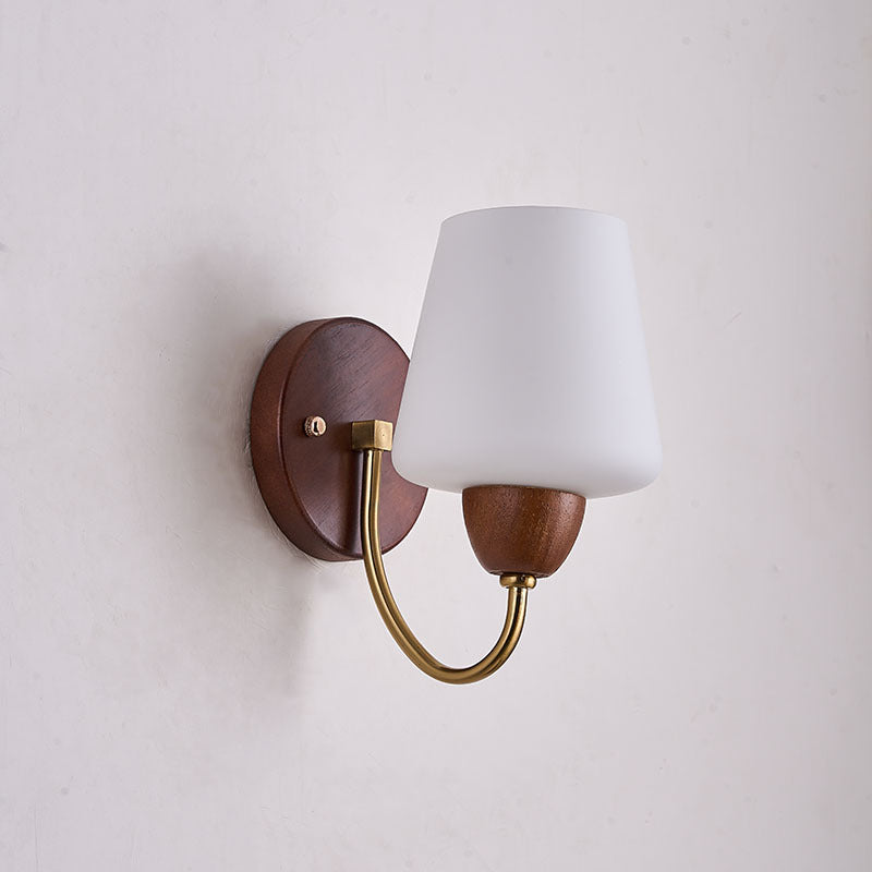 Traditional Vintage Vase Solid Wood Iron Glass 1-Light Wall Sconce Lamp For Bedroom