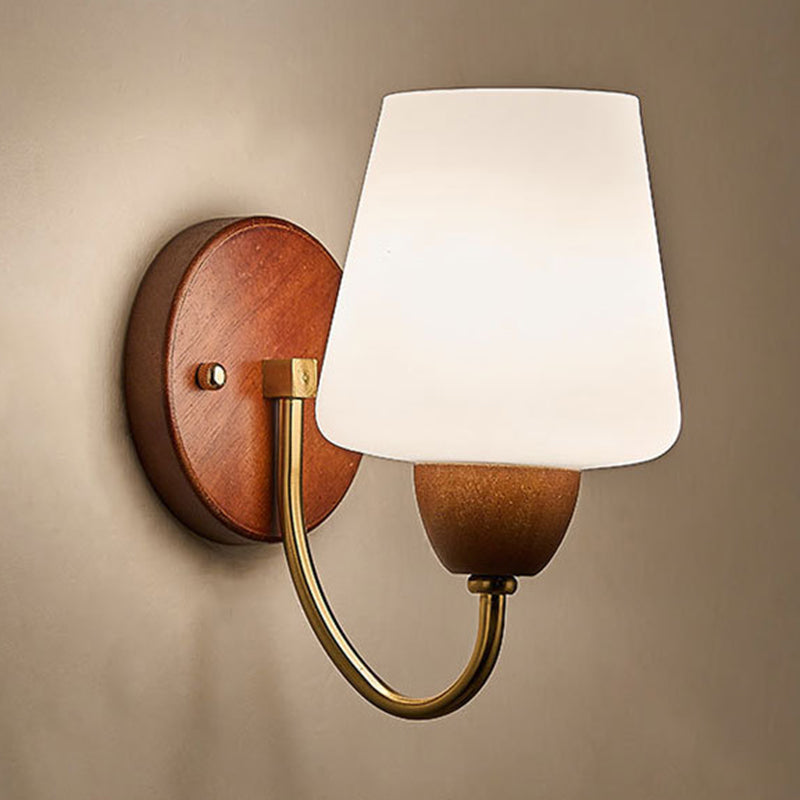 Traditional Vintage Vase Solid Wood Iron Glass 1-Light Wall Sconce Lamp For Bedroom