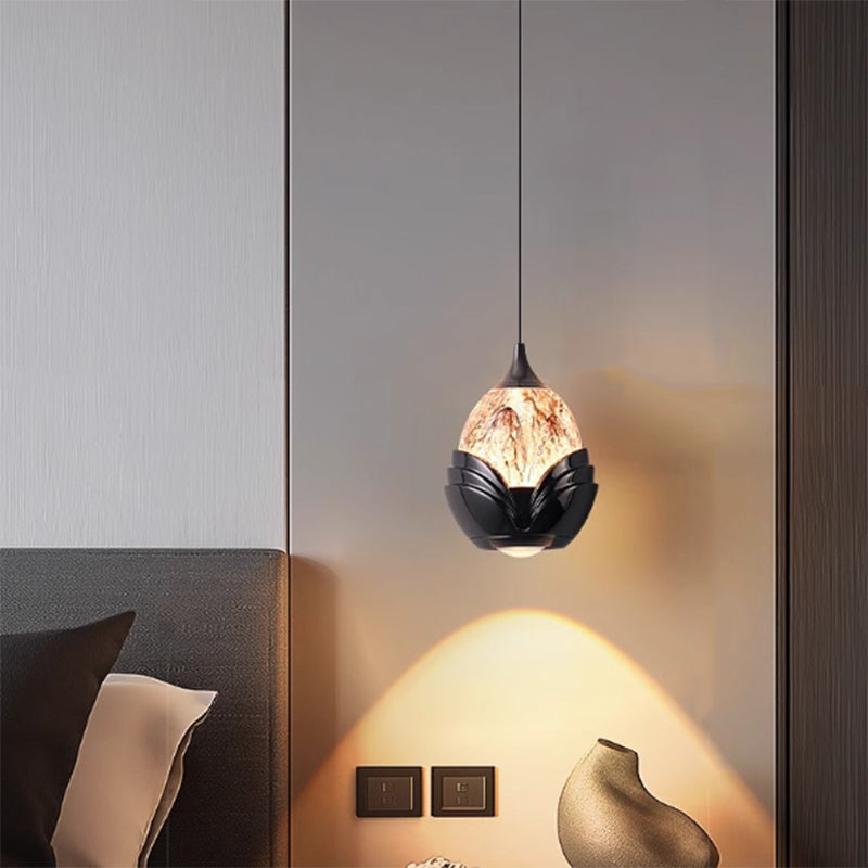 Contemporary Nordic Water Drop Acrylic Aluminum Liftable LED Pendant Light For Bedroom