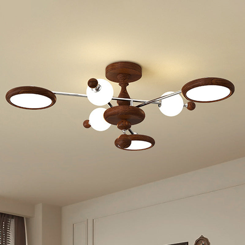 Contemporary Creative Circular Acrylic Iron LED Semi-Flush Mount Ceiling Light For Living Room