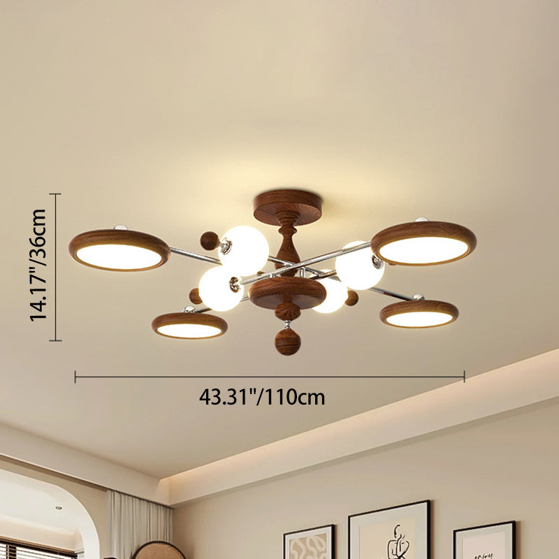 Contemporary Creative Circular Acrylic Iron LED Semi-Flush Mount Ceiling Light For Living Room