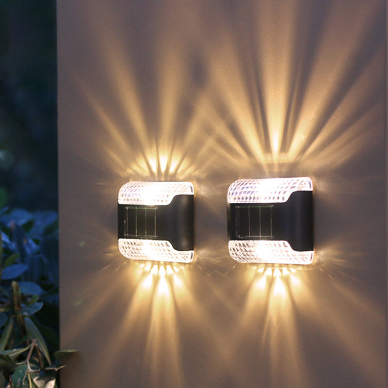 Modern Minimalist Waterproof Solar Rectangular Plastic LED Wall Sconce Lamp For Outdoor Patio