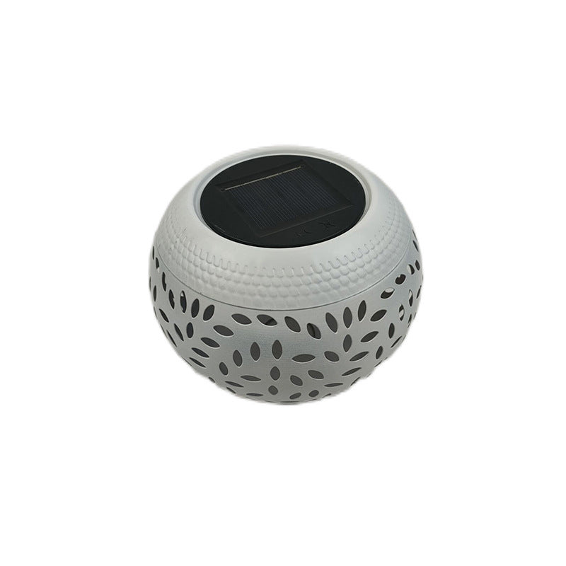 Modern Art Deco Waterproof Solar Hollowed-Out Bowl Iron LED Outdoor Light Landscape Lighting For Garden