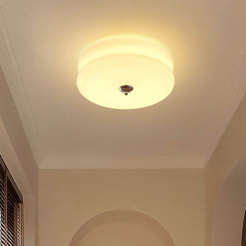 Modern Minimalist Round Iron Glass LED Flush Mount Ceiling Light For Bedroom