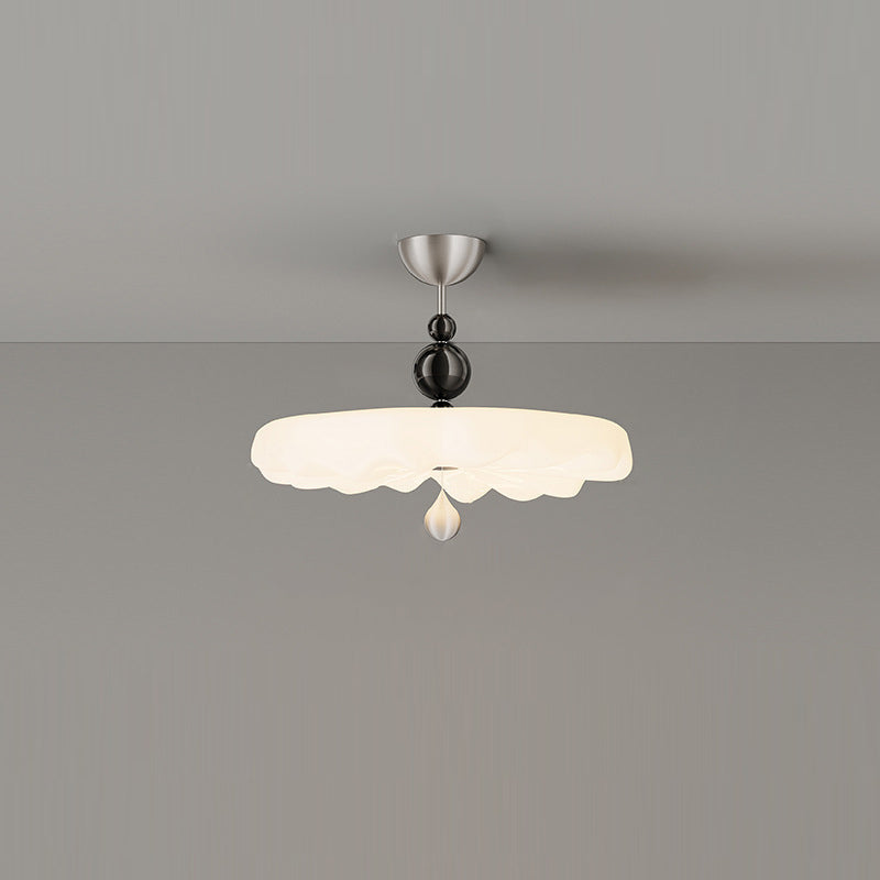 Traditional Vintage Flower Iron PE LED Semi-Flush Mount Ceiling Light For Bedroom