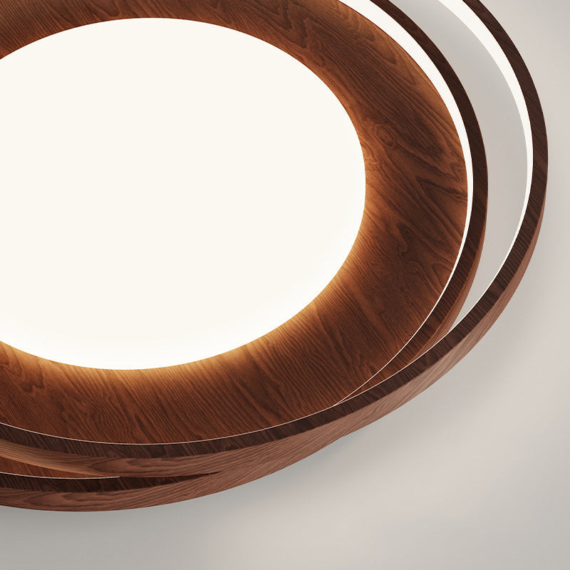 Traditional Vintage Round Iron Acrylic LED Flush Mount Ceiling Light For Living Room