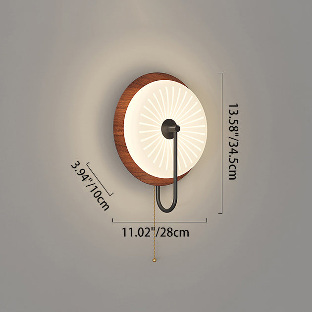 Traditional Vintage Round Iron PE LED Zipper Wall Sconce Lamp For Bedroom