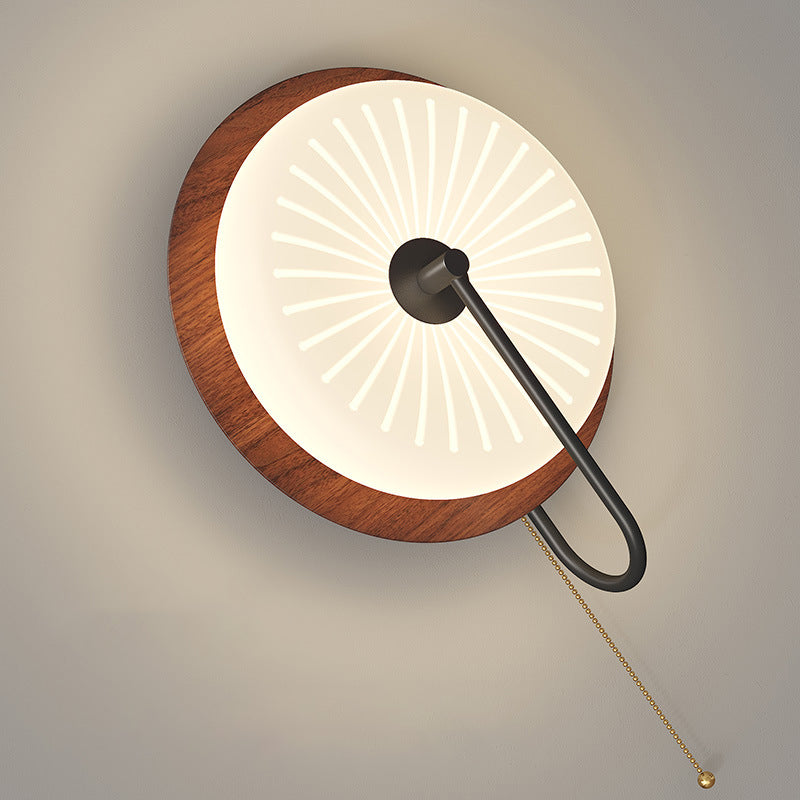 Traditional Vintage Round Iron PE LED Zipper Wall Sconce Lamp For Bedroom