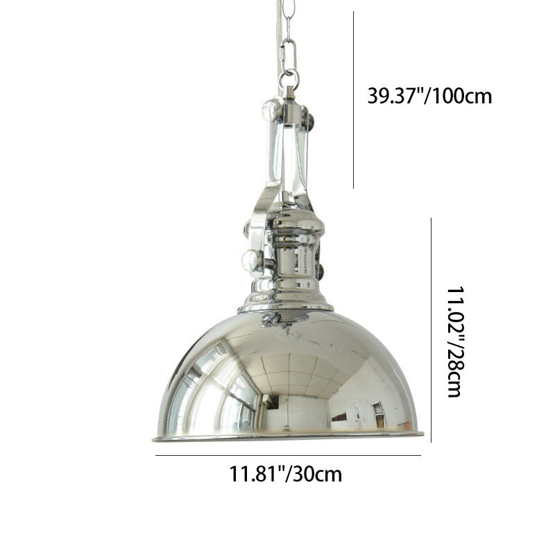 Contemporary Industrial Iron Glass Bowl 1-Light Pendant Light For Dining Room