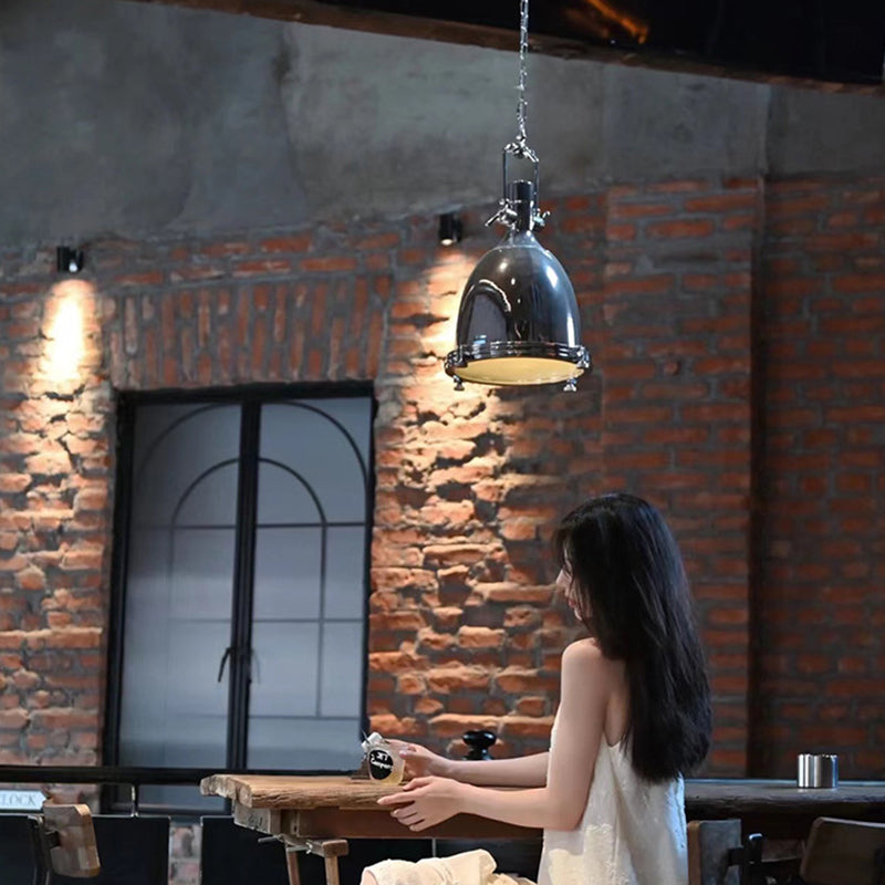 Contemporary Industrial Iron Glass Bowl 1-Light Pendant Light For Dining Room