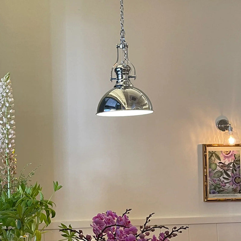 Contemporary Industrial Iron Glass Bowl 1-Light Pendant Light For Dining Room