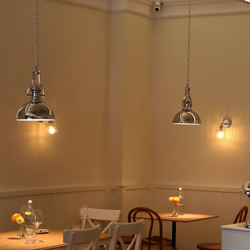Contemporary Industrial Iron Glass Bowl 1-Light Pendant Light For Dining Room