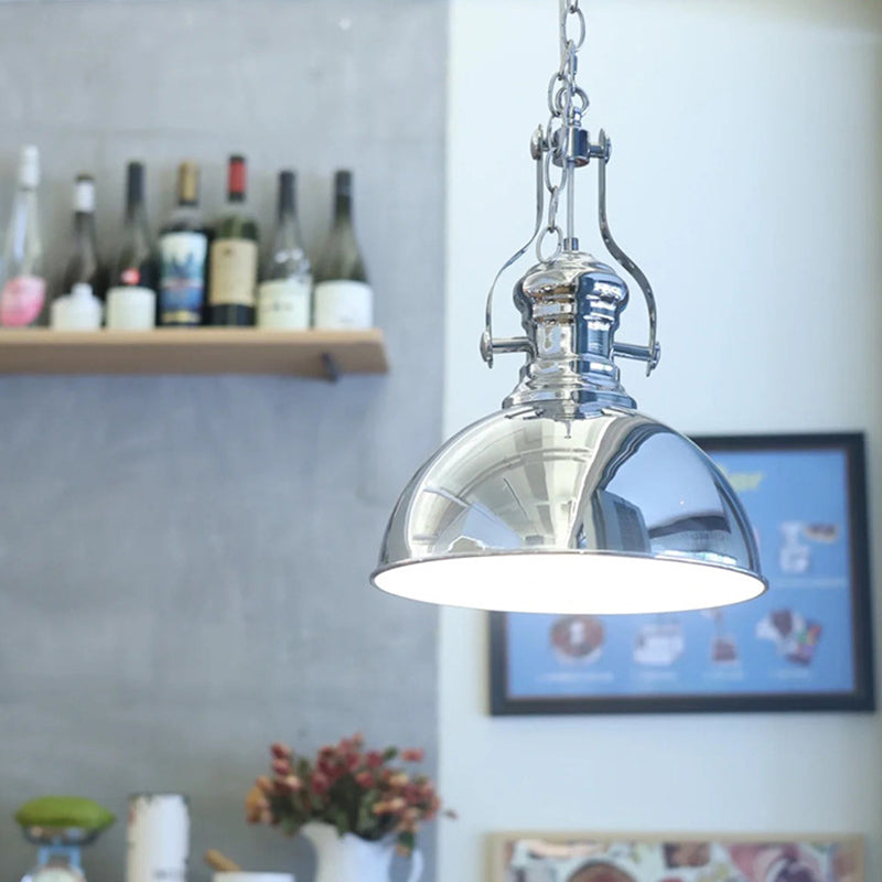 Contemporary Industrial Iron Glass Bowl 1-Light Pendant Light For Dining Room