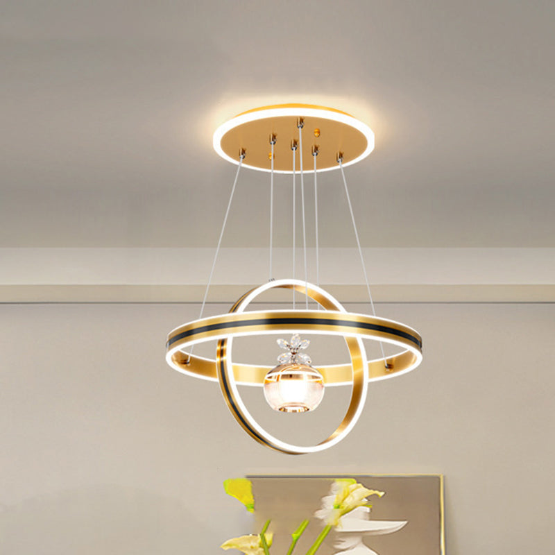 Modern Luxury ABS Iron Aluminum Acrylic Silica Round LED Chandelier For Dining Room