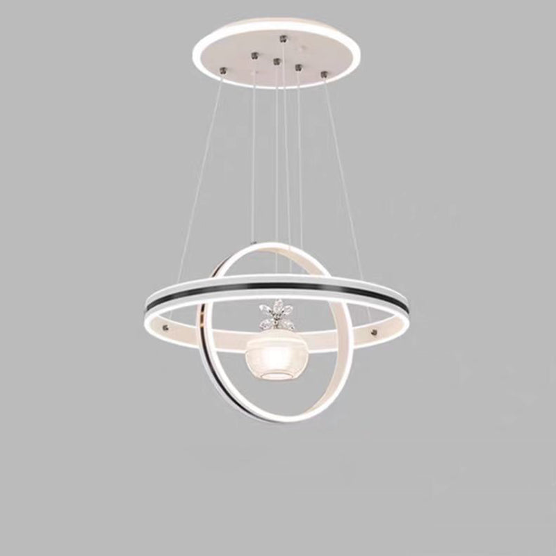 Modern Luxury ABS Iron Aluminum Acrylic Silica Round LED Chandelier For Dining Room
