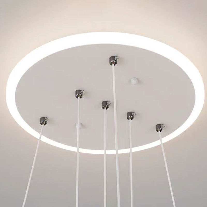 Modern Luxury ABS Iron Aluminum Acrylic Silica Round LED Chandelier For Dining Room
