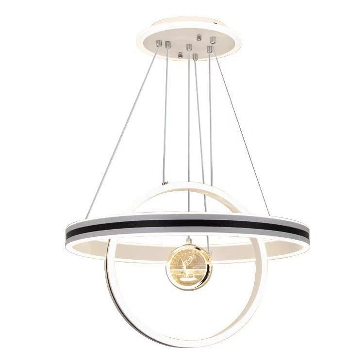Modern Luxury ABS Iron Aluminum Acrylic Silica Round LED Chandelier For Dining Room