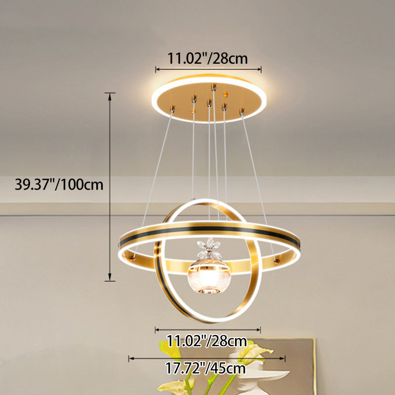 Modern Luxury ABS Iron Aluminum Acrylic Silica Round LED Chandelier For Dining Room