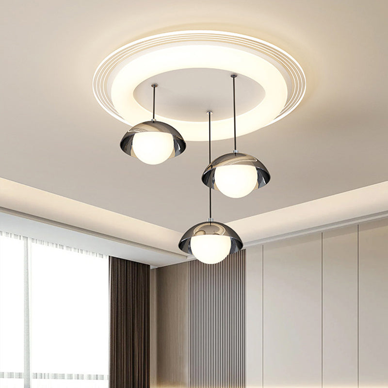 ثريا LED دائرية خطية من الأكريليك بتصميم عصري بسيط لغرفة الطعام