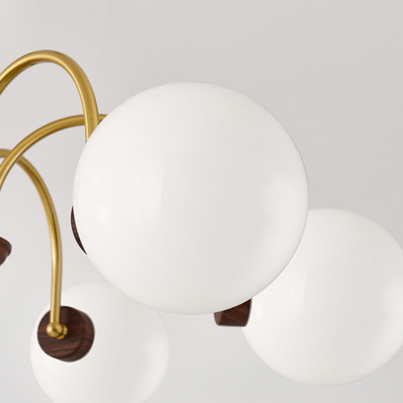 Modern Luxury Glass Copper Round 5/6/8 Light Chandelier For Living Room