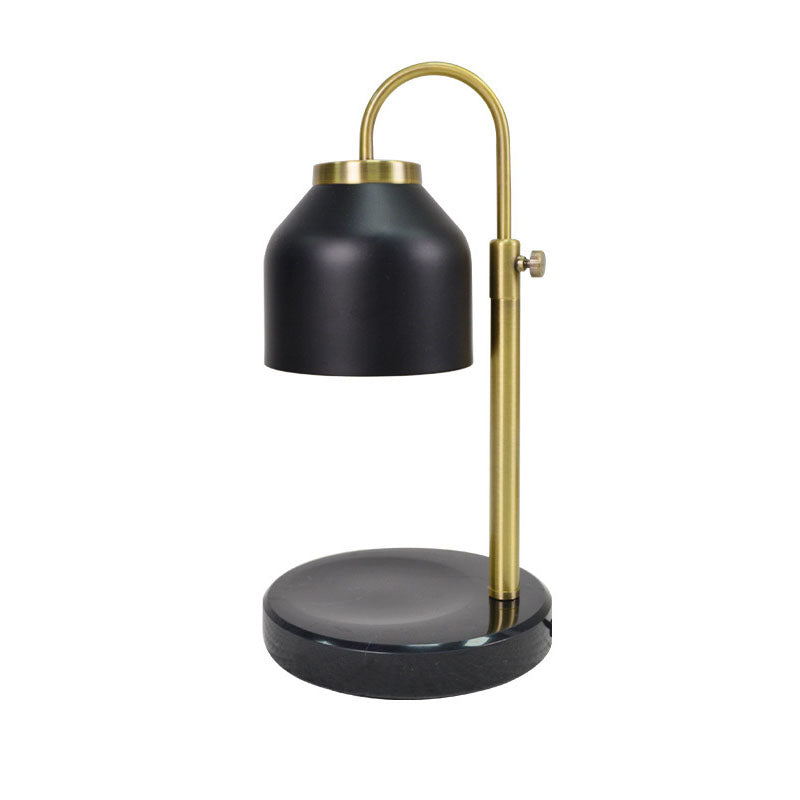 Contemporary Scandinavian Iron Marble Wood Round 1-Light Melting Wax Table Lamp For Living Room