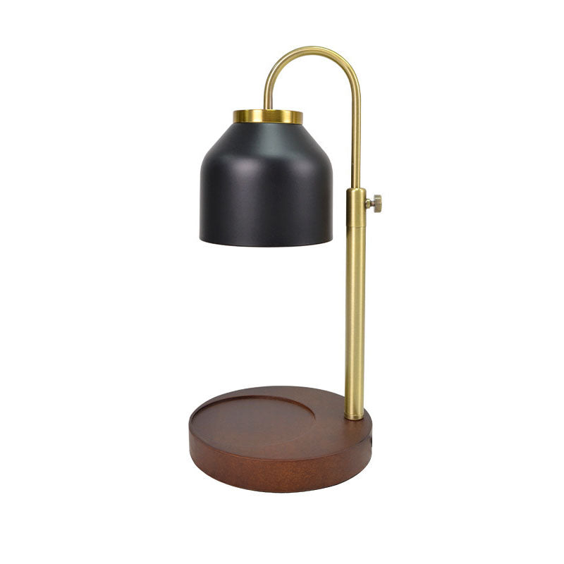 Contemporary Scandinavian Iron Marble Wood Round 1-Light Melting Wax Table Lamp For Living Room