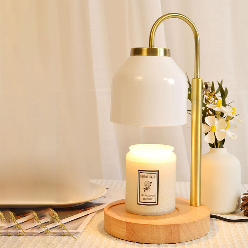 Contemporary Scandinavian Iron Marble Wood Round 1-Light Melting Wax Table Lamp For Living Room