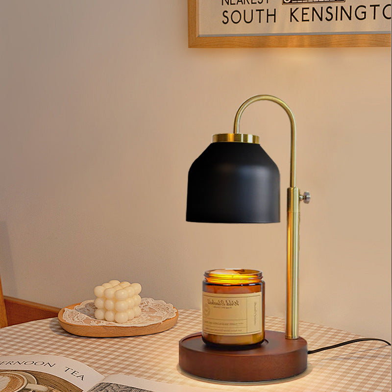Contemporary Scandinavian Iron Marble Wood Round 1-Light Melting Wax Table Lamp For Living Room