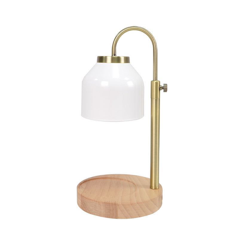 Contemporary Scandinavian Iron Marble Wood Round 1-Light Melting Wax Table Lamp For Living Room