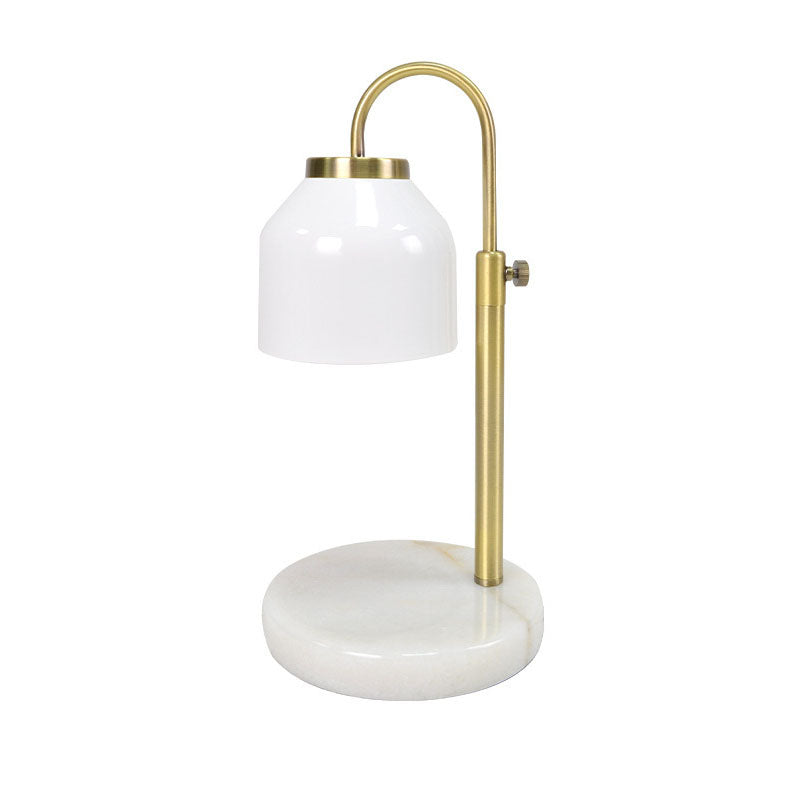 Contemporary Scandinavian Iron Marble Wood Round 1-Light Melting Wax Table Lamp For Living Room
