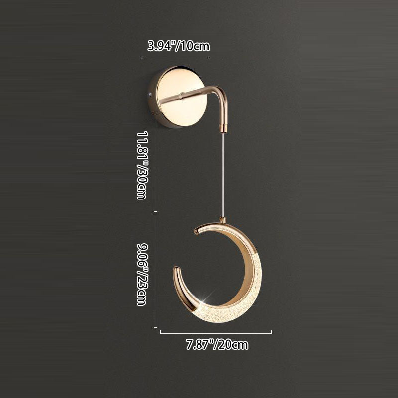 مصباح حائط LED على شكل قمر مصنوع من معدن PVC أكريليك بتصميم عصري بسيط لغرفة النوم