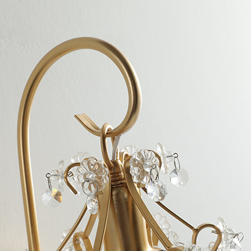 مصباح حائط دائري من الكريستال الحديدي الفرنسي التقليدي لغرفة المعيشة مزود بمصباح واحد