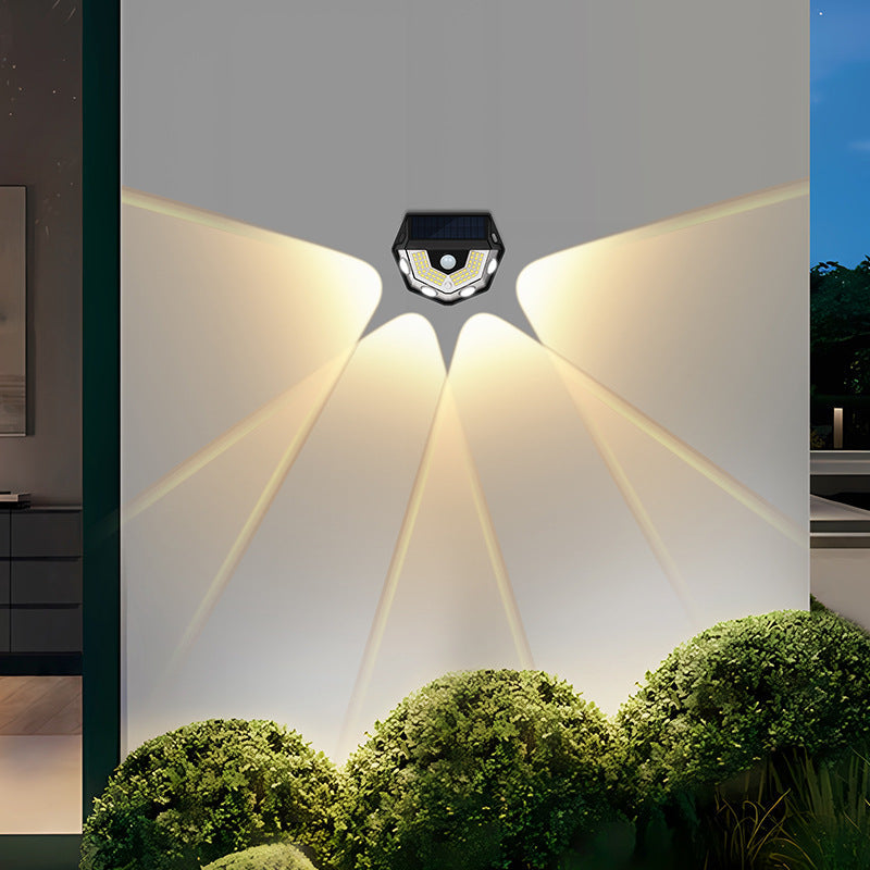 Modern Art Deco Waterproof Solar ABS PC Semicircle LED Wall Sconce Lamp for Outdoor Patio