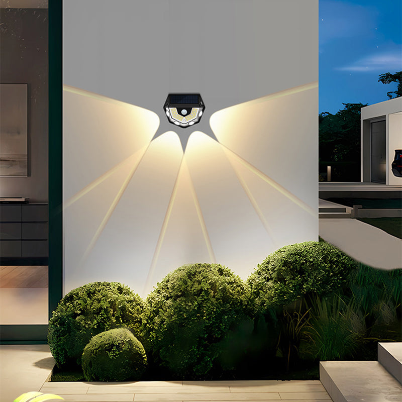 Modern Art Deco Waterproof Solar ABS PC Semicircle LED Wall Sconce Lamp for Outdoor Patio
