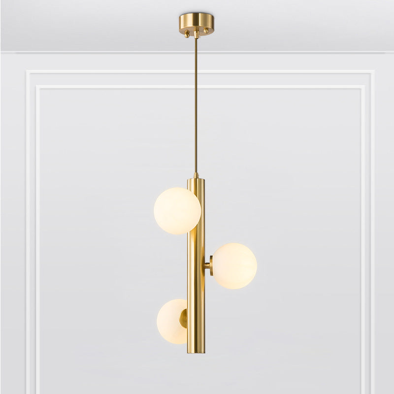 Contemporary Scandinavian Iron Copper Glass Strip 3-Light Pendant Light For Dining Room
