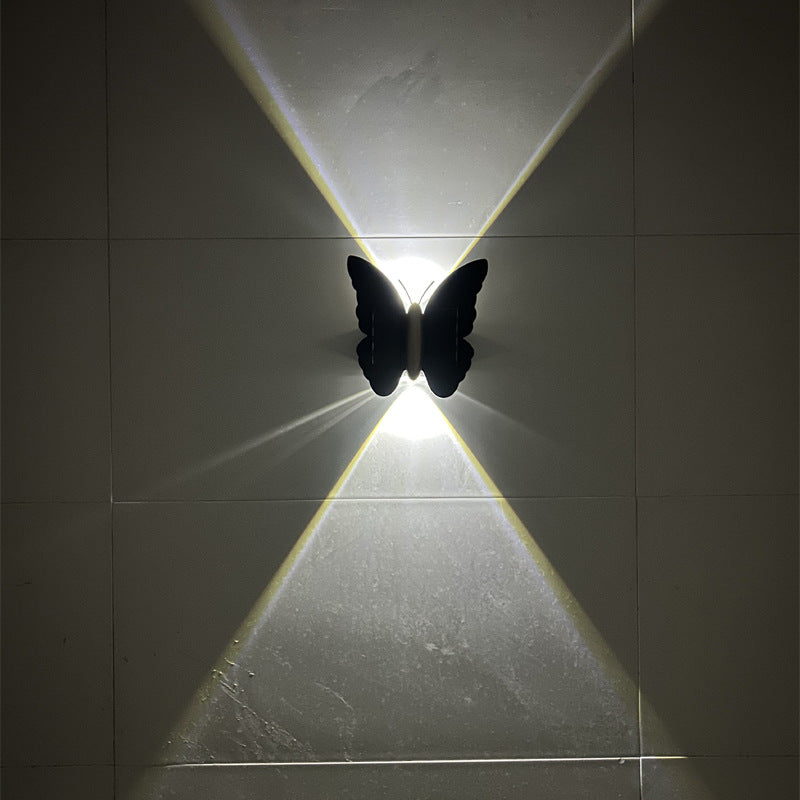 Modern Art Deco Waterproof Solar ABS Plastic Butterfly LED Wall Sconce Lamp For Outdoor Patio