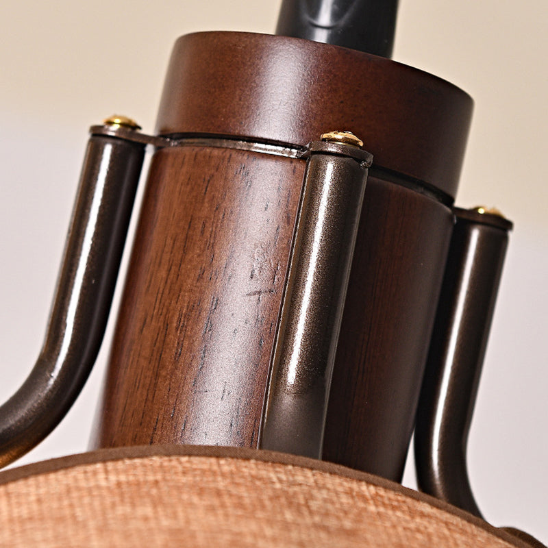 Contemporary Retro Wood Iron Flax Liftable Fan 1-Light Pendant Light For Dining Room