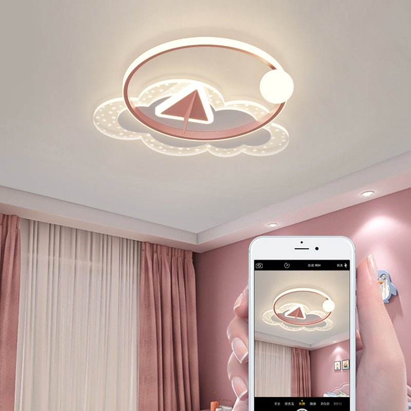 Modern Art Deco Iron Acrylic Kids Arrowhead LED Flush Mount Ceiling Light For Bedroom