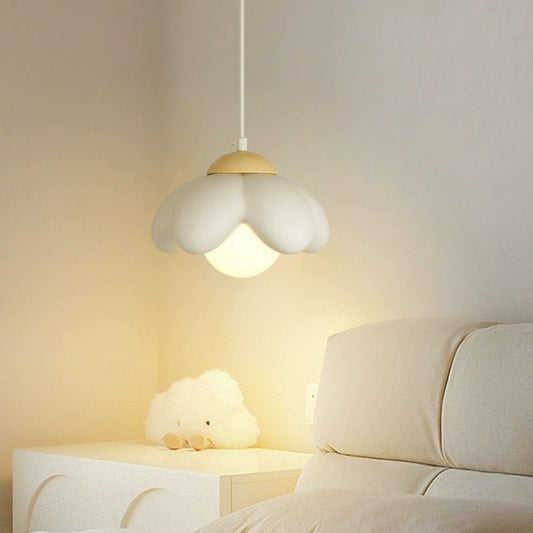 Contemporary Scandinavian Resin Wood Flower 1-Light Pendant Light For Dining Room