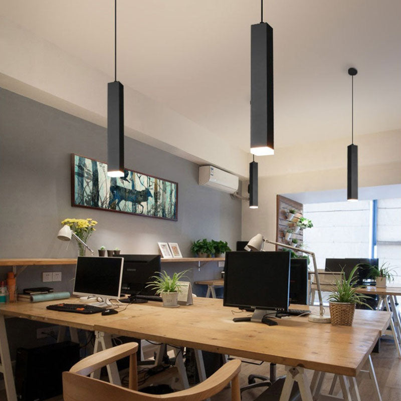 Modern Minimalist Aluminum Glass Linear LED Pendant Light For Living Room