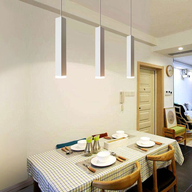 Modern Minimalist Aluminum Glass Linear LED Pendant Light For Living Room